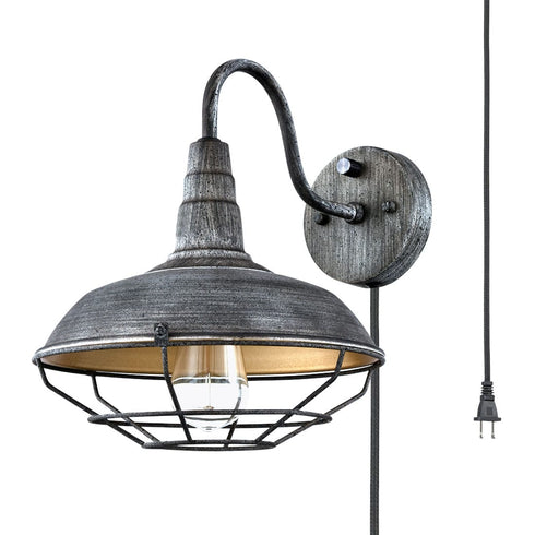 Vintage Stained Finish Wall Light Farmhouse Metal Cage Barn Wall Sconce Blue